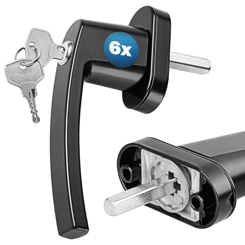 MONZANA® 6X Poignée de fenêtre Noire verrouillable à clés sécurité Enfants poignée de sécurité pour fenêtre Acier