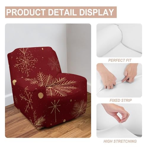 Housse de fauteuil de salon chaleureuse motif flocon doré extensible