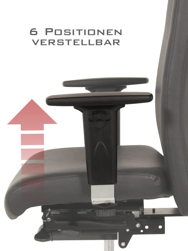 VERSEE Ergonomischer Echt-Leder Bürostuhl Konferenzstuhl Terox in Schwarz - Für Büro und Home-Office - Belastbar bis 150kg