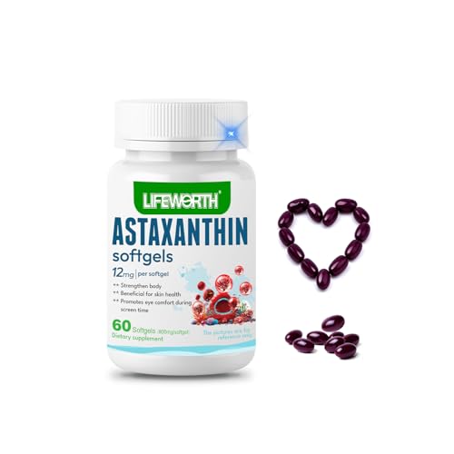 LIFEWORTH Astaxanthin Supplements, Anti-Aging, Antienvejecimiento, Reduce Wrinkles, Arrugas, Glowing Skin & Skin Health, Natural Antioxidant