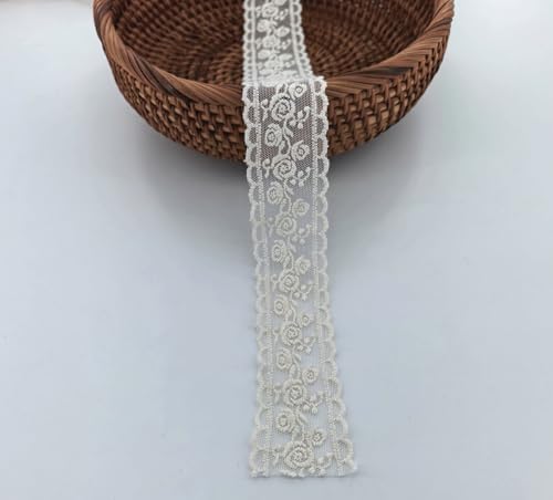 Sourcemall Lace Ribbon, Lace Trim Ribbon, Beige Floral Ribbon, 5 Yards