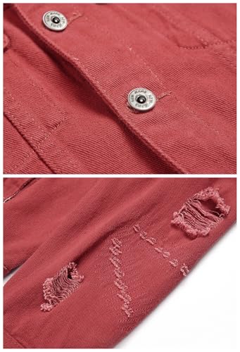 Image of LZLER Men's Denim Jackets Distressed Destroyed Classic Vintage Slim Fit Ripped Fashion Trendy Trucker Jean Jackets