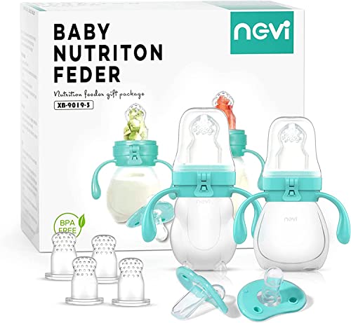 NCVI Baby Fruit Food Feeder Tétine (5 Pack) - Jouets de dentition en silicone dans la stimulation de l'appétit - incloud 6 mamelons pour le remplacement (ours et lapin)