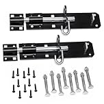 ZAVIA Brenton Gate Bolts Door Lock - 2 Pack 150mm (6”) Sliding Padbolt with Black Powder Coated Finish - Bolts for Wooden Gates, Garden Shed, Wooden Shed, Garage Door Lock
