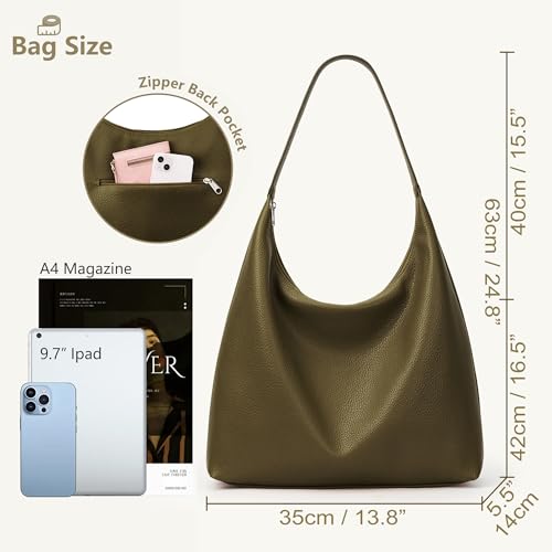 Image of KALIDI Casual Tote Bag Vegan Leather Hobo Zipper Work Bag Weekender Shoulder for Women Shoulder Travel Purse