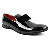 AZAR Tuxedo Slip Men's Dress Shoes Velvet Satin Bow On Top (12 U.S (D) M, Patent Velvet Bow)