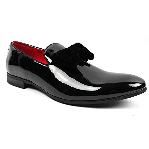AZAR Tuxedo Slip Men's Dress Shoes Velvet Satin Bow On