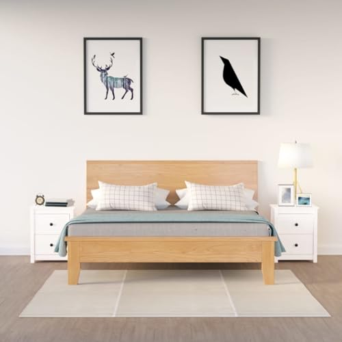 puraday Mesillas de noche para dormitorio, 2 unidades, color blanco, 50 x 35 x 61,5 cm, madera maciza de pino, mesita de noche, armario auxiliar, mesa auxiliar con espacio de almacenamiento, armario