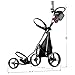 PRECISE Cruiser 3-Wheel Golf Push Cart with Foot Brake & Stabilizer Rods – Folding Golf Trolley, Ergonomic Handle, Detachable Storage Bag, Scorecard & Cup Holder - Black/Black