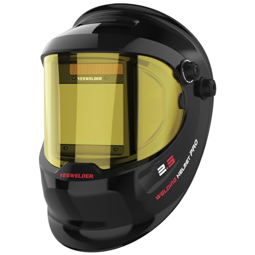 YESWELDER Auto Darkening Welding Helmet with SIDE VIEW, 180° Panoramic View, 1/1/1/1 True Color Solar Powered Welder Hood, Wide Shade 3/5-9/9-13 Welder Mask for TIG MIG ARC CUT and GRIND, LYG-Q800D