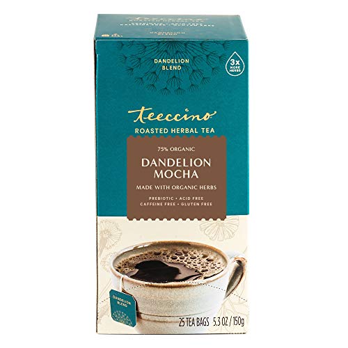 Teeccino Dandelion Mocha Herbal Tea - Rich & Roasted Herbal Tea That’s Caffeine Free & Prebiotic With Detoxifying Dandelion Root, 25 Tea Bags (Pack Of 3) #TOP4