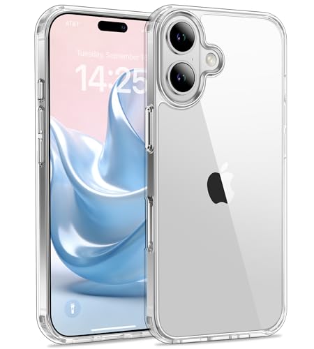 USLAI Case for iPhone 16 Anti-Yellowing Crystal Clear Back Shockproof & MilitaryGrade Drop Protection - Transparent