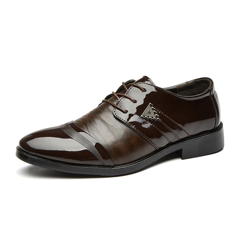 Mens Dress Shoes Checkered Stripes Modern Formal Business Oxford Shoes Casual Tuxedo Leather Lace Up Shoes