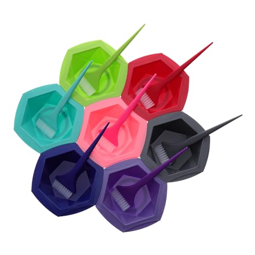 PACKOVE 7 Conjuntos Kit de Tinte para Cabello con Cuencos y Brochas de Coloración Profesional Herramientas de Peluquería para Aplicar