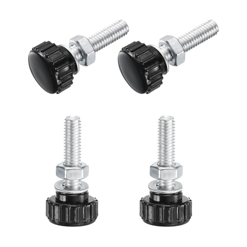 Image of sourcing map M6x25mm Knurled Knobs Thumb Screws Carbon Steel Black 4Set