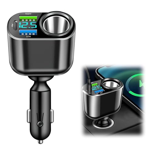 USB C Car Charger Cigarette Lighter Splitter 111W, 30W PD Ca