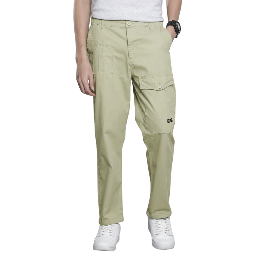 The Indian Garage Co Men Relaxed Fit Solid Mid-Rise Trousers
