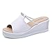 Minetom Femme Fille Été Confortable Claquettes Tongs Compensées Sandales Chaussures de Plage Mules Blanc EU 38