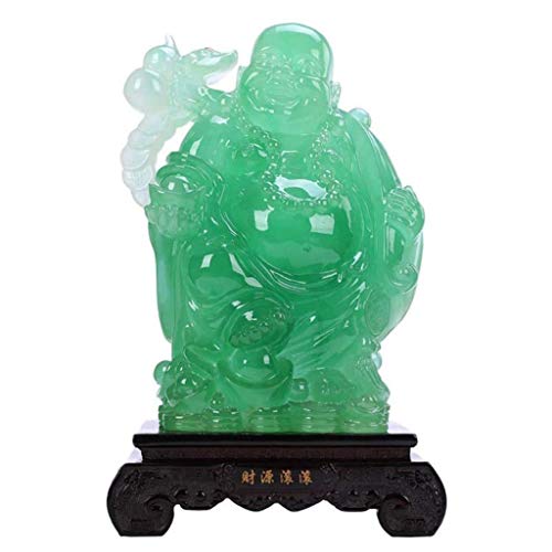 Statue de Bouddha Rieur Feng Shui en résine avec sac d'argent pour décoration de salon