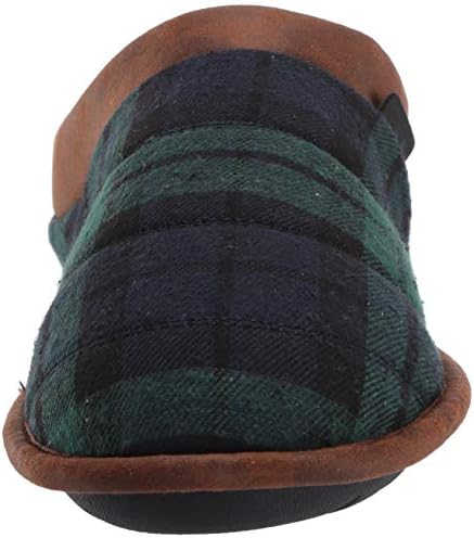 Dearfoams Men's Clog Slipper, Black Watch Plaid, large | Image 1