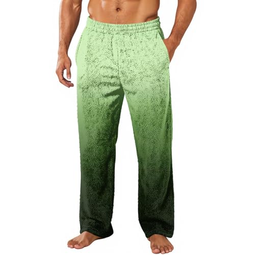 WENKOMG1 Extra Long Mens Pajama Pants - Gradient Color Fleece Sleep Lounge Bottoms Soft Comfy Pj Pant Sleepwear with Pockets Man Pajamas Pants Unisex Men Clothes Fashion (3XL - Light Green)