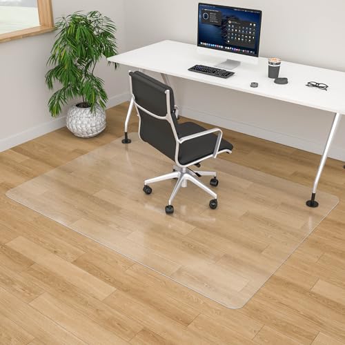 100pointONE Large Office Chair Mat for Hardwood Floor - 46" x 72" Clear Floor Protector Mat for Rolling Chair on Hardwood, Easy Glide Desk Chair Mat for Home & Office by 100pointONE - Used condition - US$43.85
