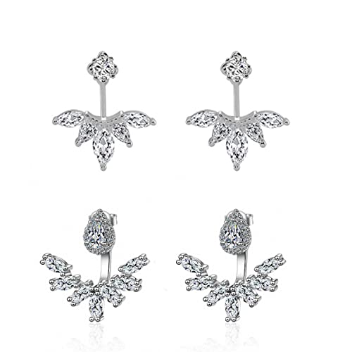 megko Sterling Silver Leaf and Feather Ear Jackets #TOP22