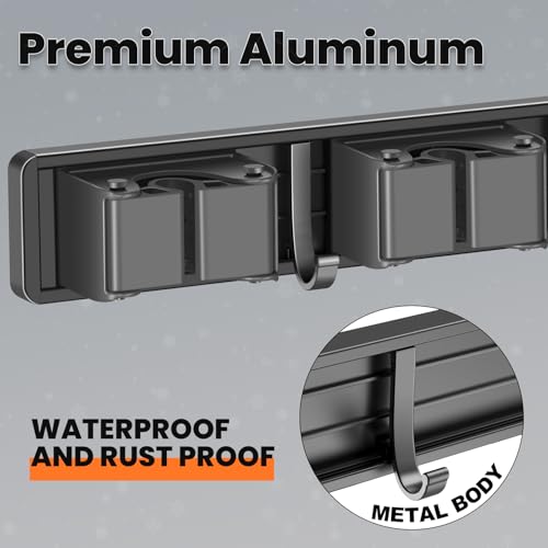 Broom-Holder-Wall-Mount-Mop-and-Broom-Hanger-Wall-Mount-for-Organizing-and-Storing-Items-in-Household-Kitchens-Gardens-Laundries-4-Racks-3-Hooks-Grey