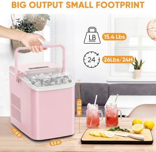 NEWBULIG Ice Makers Countertop with Handle, Portable Ice Machine