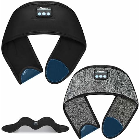 ZRUHIG 2PCS Adjustable Headband Headphones, Sleep Headband, Sleeping Headphones, Bluetooth Headband with Thin Speakers Mic for Men Women, Yoga, Running, Workout, Travel (Grey&Black) Cover