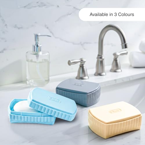 Image of FLAIR Estella Soap Case with Drainage | Reusable & Durable Soap Box | Modern Bathroom Soap Holder (2, Blue)
