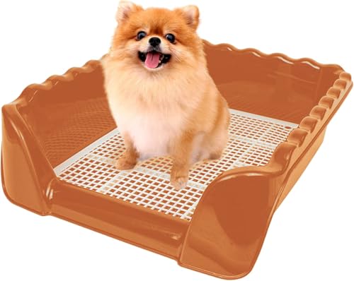 Image of Lutema Indoor /Outdoor Training Dog Potty Tray for Small and Medium Puppies Litter Boxes in (Orange Brown)