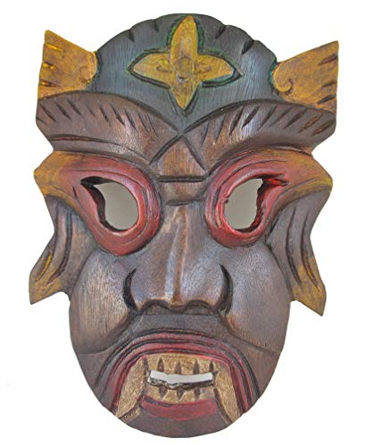 Land Of Simple Treasures Wood Tribal Mask Sculpture - African Style Tiki Mask Wall Art Decor - Hand Carved Bar Man Cave Accent (Tiki Prince) #TOP28