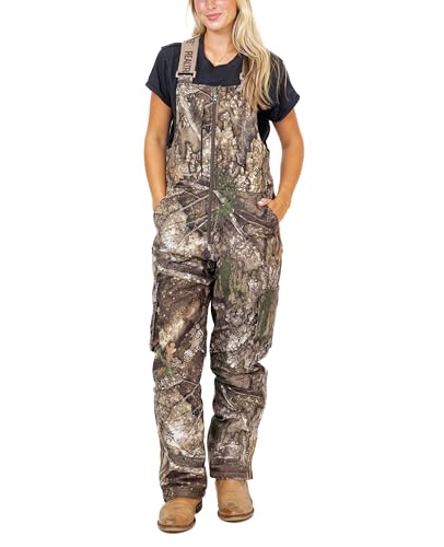 Realtree Women's Camo Hunting Insulated Windproof Breathable Midweight Super Warm Bibs Coveralls (US, Alpha, Large, Regular, Regular, APX Camo)