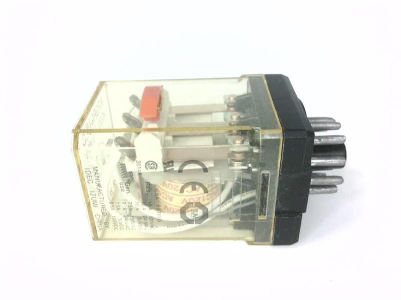 IDEC RR3PA-ULCAC120V 11 PIN Terminal, 120 VAC Coil, 3 Poles 3PDT, 50/60 HZ, Check Button W LED Indicator, Power Relay, RR Series, Rugged Industrial 10 AMP