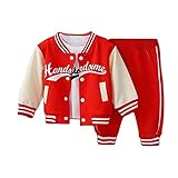 YIKIURL Spring Autumn Baby Boys &Girls outfit clothes Baby Handsome Sports Baseball Uniform Three-piece sports Jackets (Red, 12M)