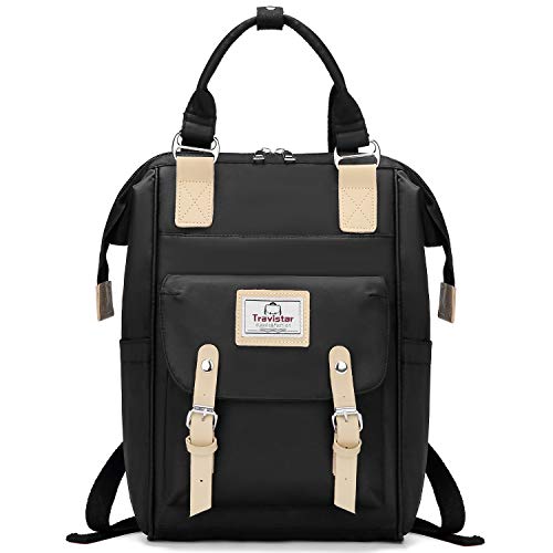 Travistar - Mochila escolar para mujer, nailon, antirrobo, impermeable, para llevar el día a día, viajes, ocio, trabajo, perfecto para portátil de 13 pulgadas, color negro Negro Negro medium