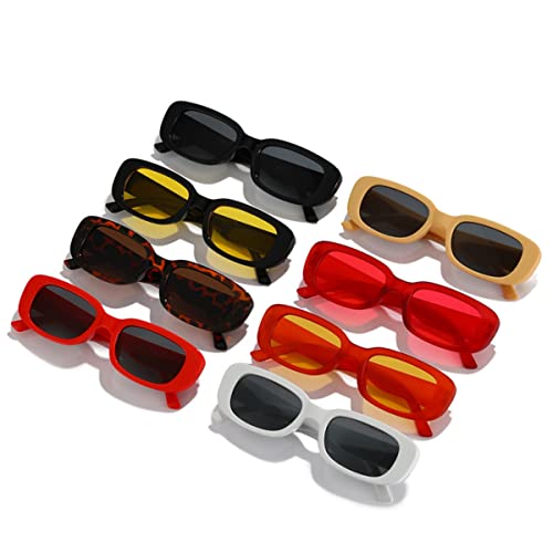 Image of IKANOO Retro Rectangle Sunglasses for Women Men Small Square Frame Trendy Y2K 90's Black Sunglasses