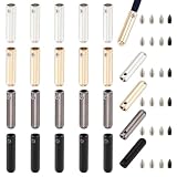 NBEADS 24 Sets Shoelace Screw, 4 Colors Alloy Shoelace Head and Cords End Metal Aglet Replacement Tips for DIY Repairing and Design Making, 4mm Round Head