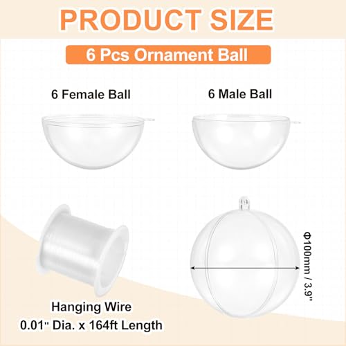 Boules de Noël transparentes à remplir 100 mm pour créer vos décorations - 3