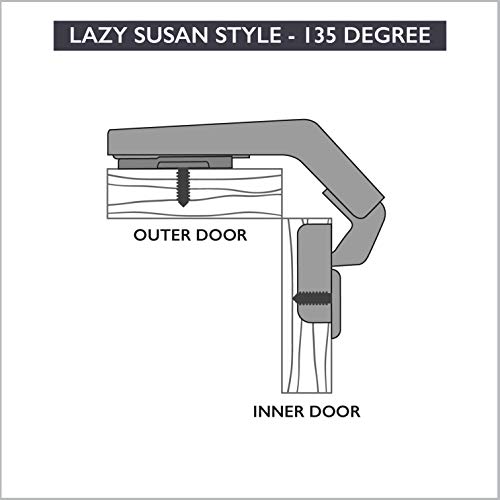 Ilyapa Corner Cabinet Hinges Satin Nickel, 2 Pack - Self Closing 135 Degree Lazy Susan Kitchen Cabinet Door Hinge Hardware #TOP3