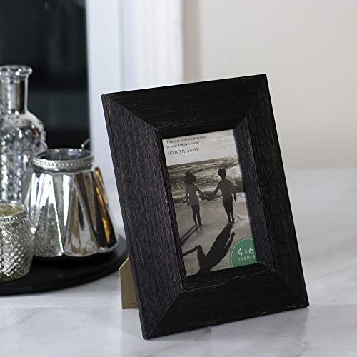 Northlight 9.25" Distressed Finish Rectangular 4" X 6" Photo Picture Frame - Black #TOP2