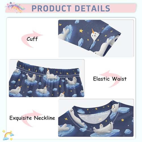 ALAZA Seal Blue Pajamas Long Sleeve Sleepwear 2-Piece Pajama Set4
