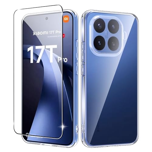 Heioloo Hülle für Xiaomi 17T pro Schutzhülle Stoßfest [Nie Vergilbung] TPU Hülle Kratzfest Weiche Ultradünn Durchsichtige Bumper Rückseite Cover mit [1 Stück] Schutzfolie Panzerglas