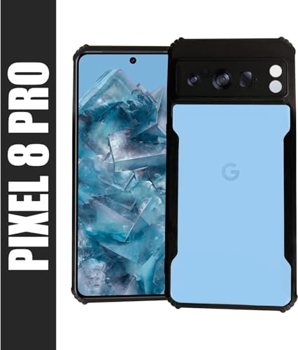 Image of AIBEX Crystal Clear Back Cover Case for Google Pixel 8 Pro | 360 Degree Protection | Shock Proof Design | Transparent Back Cover Case (PC & TPU, Black Bumper)