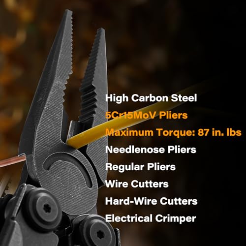Image of 21-in-1 Multitool Pliers w /Safety Locking & Spring-Action Scissors | Nylon Sheath, Premium Stainless Steel EDC Kit for Work, Home, Auto, DIY and Outdoor Tasks, Black