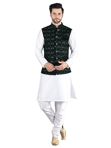 Image of Uri and MacKenzie Men's Silk Blend Kurta Pajama with Designer Ethnic Nehru Jacket /Modi Jacket