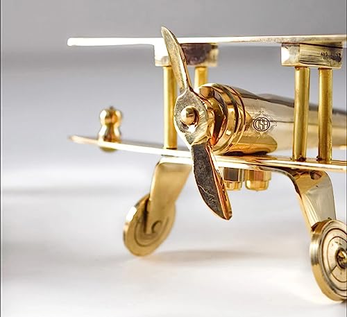 Image of DSH CRAFTING YOUR CURIOSITY Brass Jet Plane Vintage Aeroplane Table Top Decorative Showpiece Miniature Statue Home Interior Decor Item Gift (Medium)