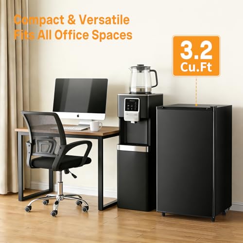 Image of NEWBULIG Mini Fridge with Freezer 3.2 Cu.Ft Small Refrigerator for Office, Dorm, Small Fridge with Adjustable Thermostat, Energy Saving, Singel Door, Black