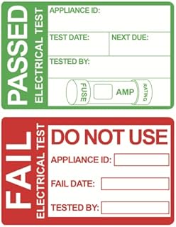 1x1.6 inch 200 PCS Pass PAT Testing Labels with 20 PCS Fail Appliance Testing Labels (UKERGOU-ET-02), Green,Red